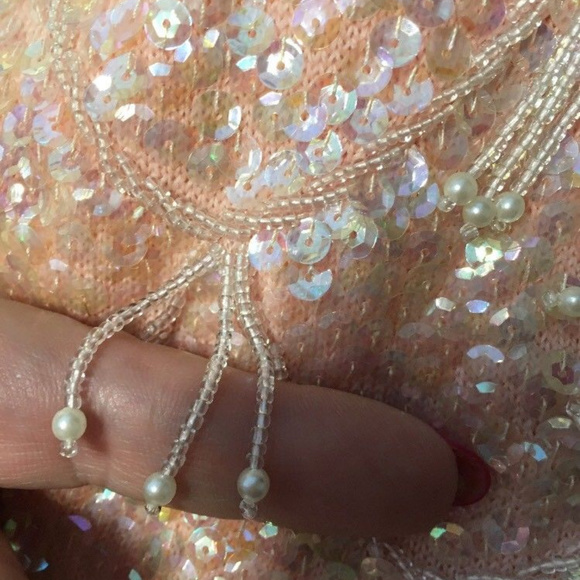 Vintage 1960's Fully Sequined and Beaded Pink Top - Picture 8 of 8